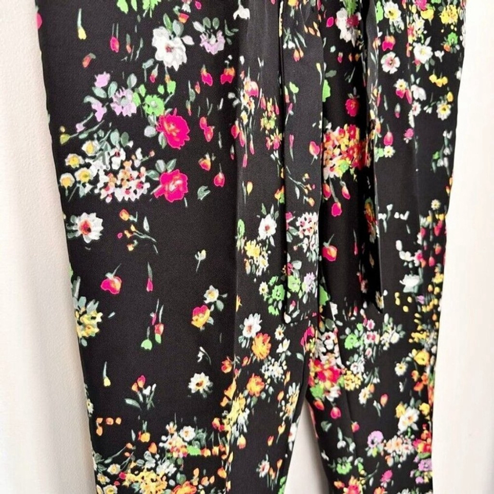 Jules & Leopold Ankle Length Pants Black Women's Small Floral Pull On Tapered - Picture 3 of 13